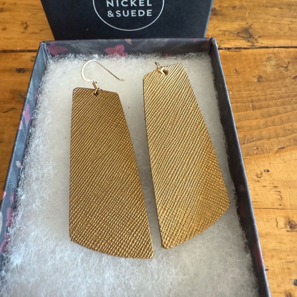 Nickel & Suede Gem Earrings